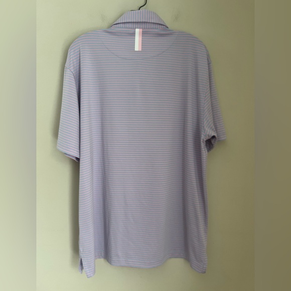 Rhoback Men's Short Sleeve Performance Polo Sz L The Birdie Stripe Pink/blue *** - Picture 3 of 16